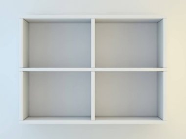 Beyaz show durum için raflar. 3D render