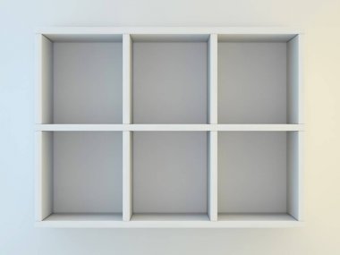 Beyaz show durum için raflar. 3D render