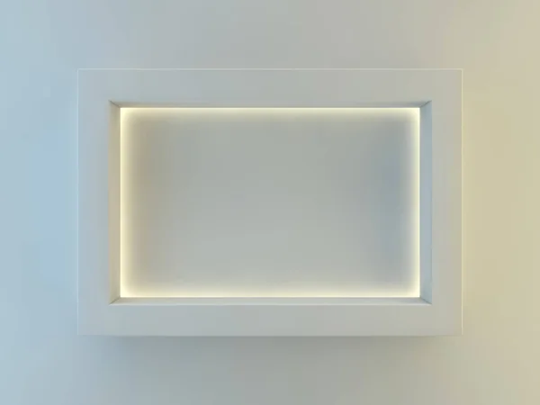 Ram på väggen med ljus lampor. 3D-rendering — Stockfoto