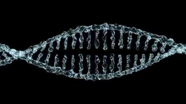 Su damlaları animasyonlu Dna modeli. 3D render