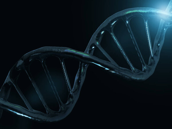 Digital illustration of a DNA model. 3D rendering