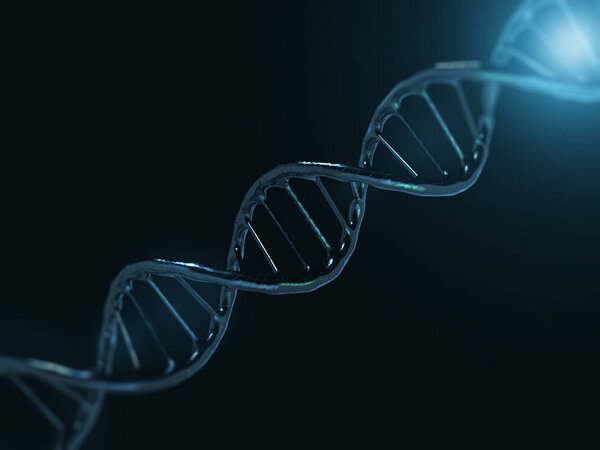 Digital illustration of a DNA model. 3D rendering