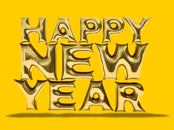 Happy New Year Gold Balloons. 3D rendering — Stock Photo, Image