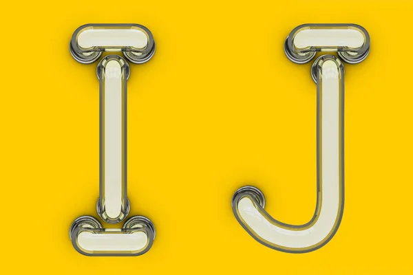 Carta de tubo de néon no fundo amarelo. 3D — Fotografia de Stock