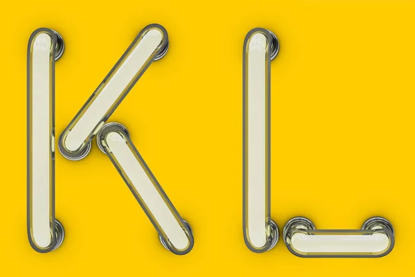 Neon tube letter on yellow background. 3D — Stock Photo, Image