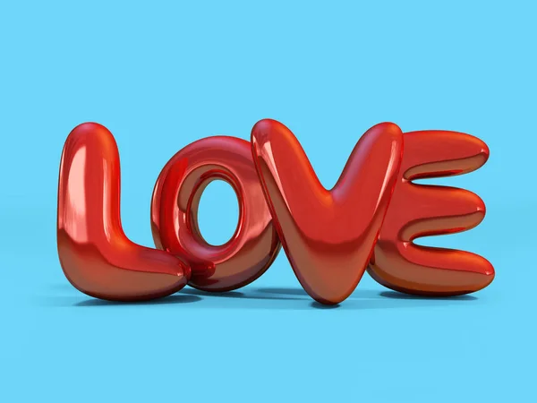Červené nafukovací slovo láska. 3D. — Stock fotografie