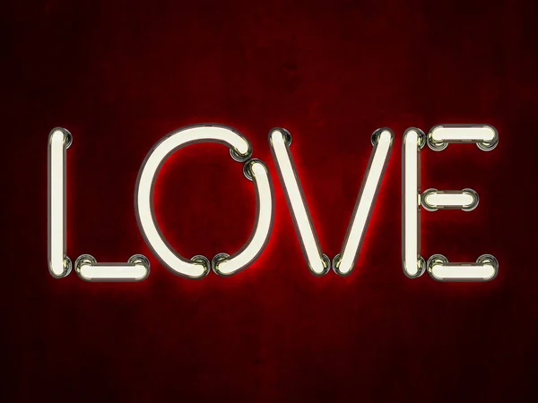 Neon realistic word LOVE for advertising. 3D