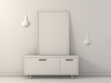 Poster çerçeve Mockup iç ile. 3D