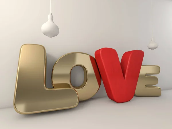 Слово любовь над фоном с размышлением. 3D — стоковое фото