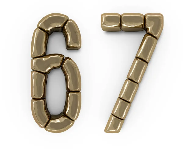 Zestaw liter, liczb i symboli z sztabki złota. 3D — Zdjęcie stockowe