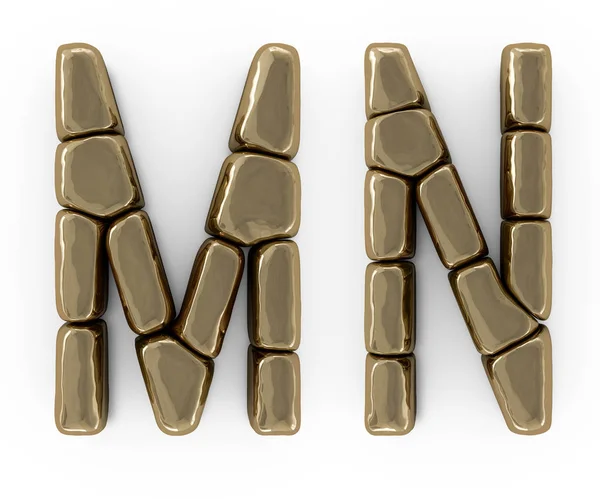 Harfler, sayõlar ve semboller üzerinden altın külçelerini kümesi. 3D — Stok fotoğraf