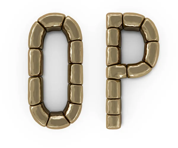Conjunto de letras, números y símbolos de barras de oro. 3D — Foto de Stock