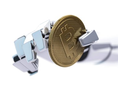 Bir robot mekanik kol kavramı. 3D