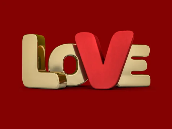 Slovo láska nad pozadí s odleskem. 3D — Stock fotografie