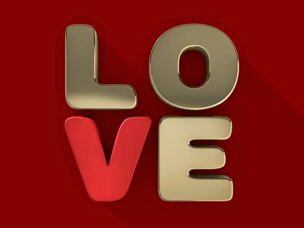 Word love over background with reflection. 3D — Stock Photo, Image