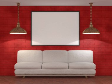 Poster çerçeve Mockup iç ile. 3D