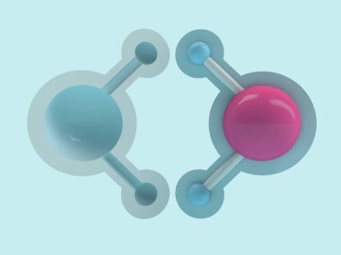 Su molekülü. Ekoloji, biyoloji ve biyokimya konsepti. Üç Boyut