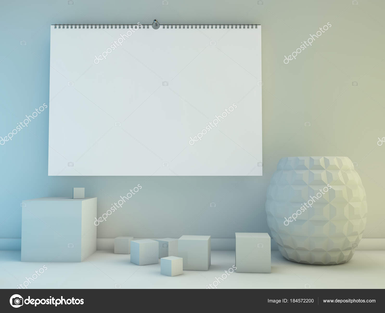 blank design horizontal calendar template with soft shadows 3d horizontal calendar template