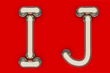 Sarı zemin üzerine Neon tüp mektup. 3D