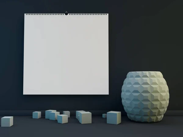 Šablona prázdné návrhu čtvercové kalendáře s měkké stíny. 3D — Stock fotografie