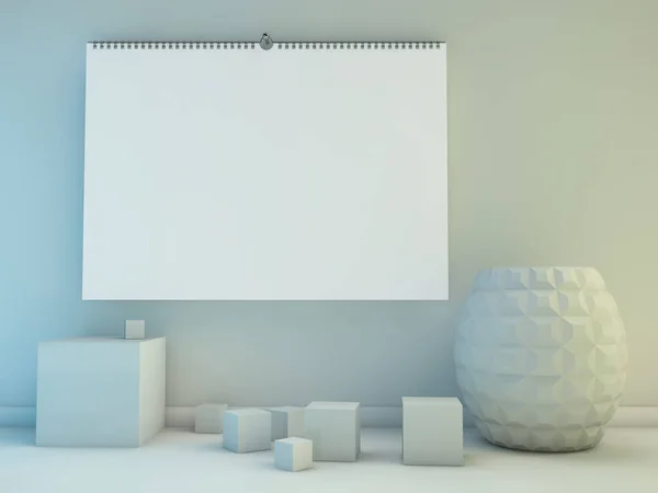 Šablona prázdné návrhu horizontální kalendář s měkké stíny. 3D — Stock fotografie