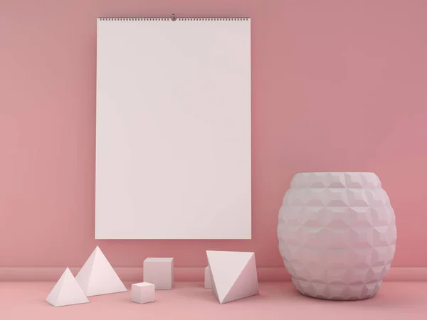 Šablona prázdné návrhu vertikální kalendář s měkké stíny. 3D — Stock fotografie