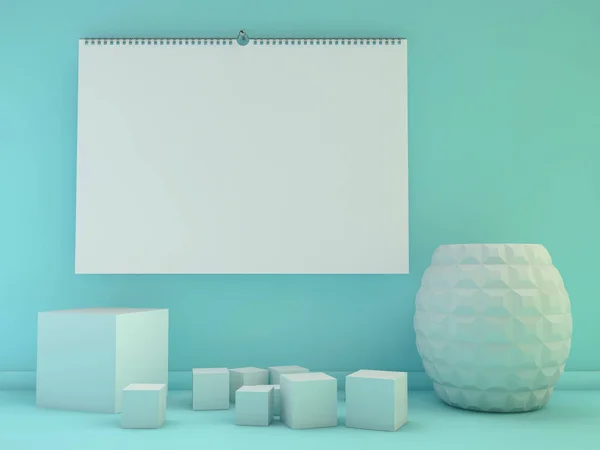 Šablona prázdné návrhu horizontální kalendář s měkké stíny. 3D — Stock fotografie