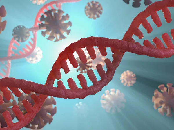 DNA-kedjan. Abstrakta vetenskapliga bakgrund. 3D-rendering — Stockfoto