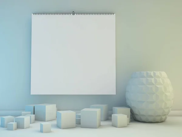 Šablona prázdné návrhu čtvercové kalendáře s měkké stíny. 3D — Stock fotografie