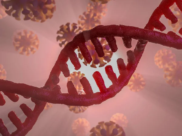 Řetězec DNA. Vědecké pozadí abstraktní. 3D vykreslování — Stock fotografie