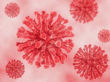 Makro ölçekte vücudunda virüs. 3D render