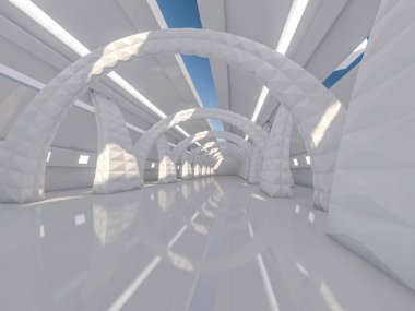 Soyut modern mimari arka plan. 3d oluşturma