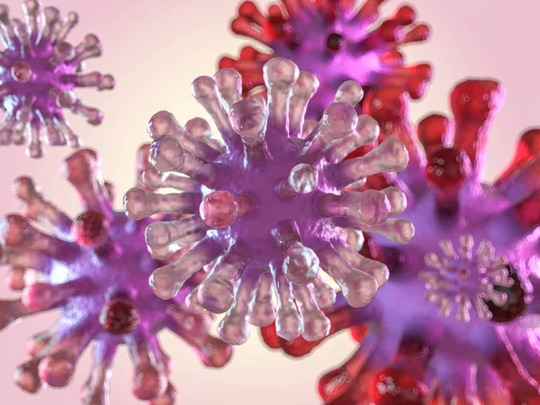 O vírus no corpo na escala macro. Renderização 3D — Fotografia de Stock