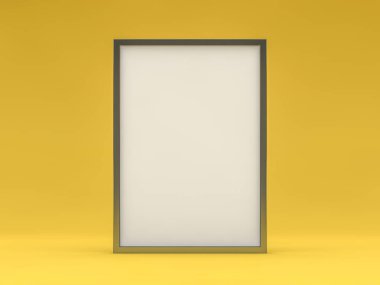 Arka plan üzerinde beyaz boş fotoğraf dikey kare mockup. 3d
