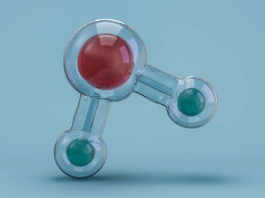 Su molekülü. Ekoloji, biyoloji ve biyokimya konsepti. Üç Boyut