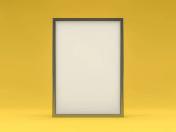 Fotografía blanca en blanco marco vertical maqueta sobre fondo. 3D —  Fotos de Stock