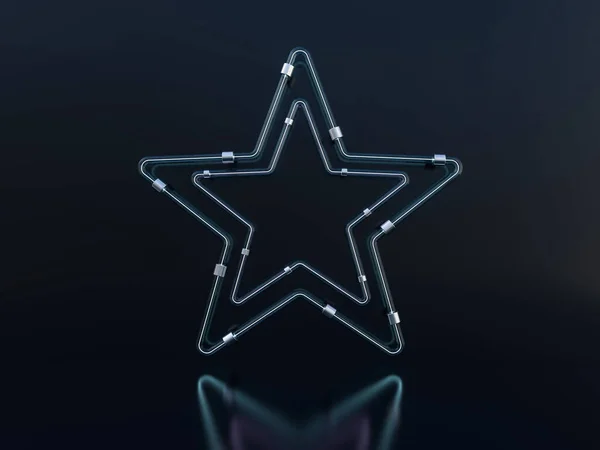 Estrelas de néon brilhantes. Placa de sinal brilhante misterioso para o seu projeto. 3D — Fotografia de Stock