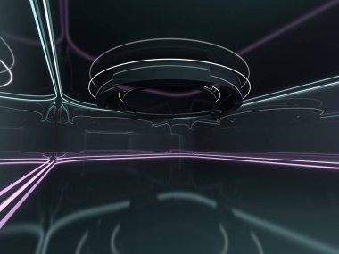 Soyut karanlık modern mimari arka plan. 3d