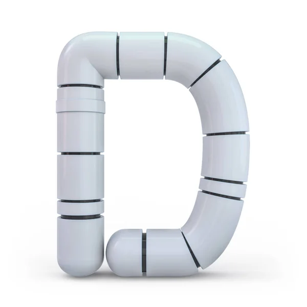 Capital letter D. Uppercase. Metallic futuristic white font. 3d. — Stock Photo, Image