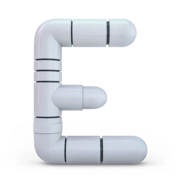 Capital letter E. Uppercase. Metallic futuristic white font. 3d. — Stock Photo, Image