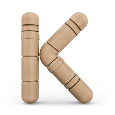 Büyük harf K Büyük harf. Tahta fütürist yazı tipi. Oyulmuş alf