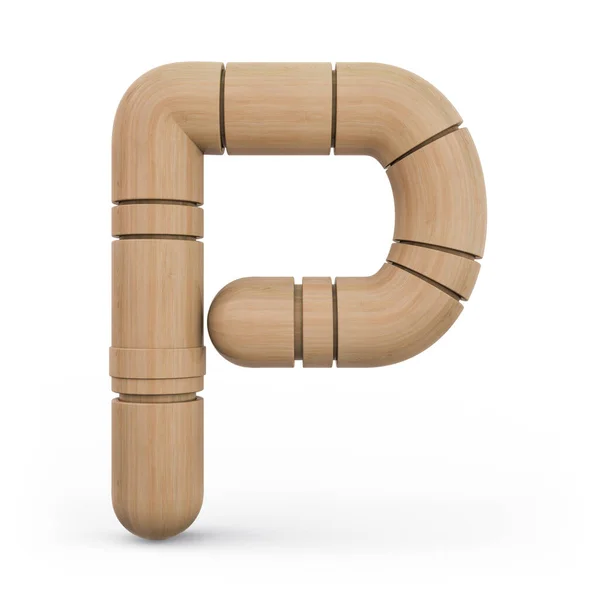 Capital letter P. Uppercase. Wooden futuristic font. Carved alph — Stock Photo, Image