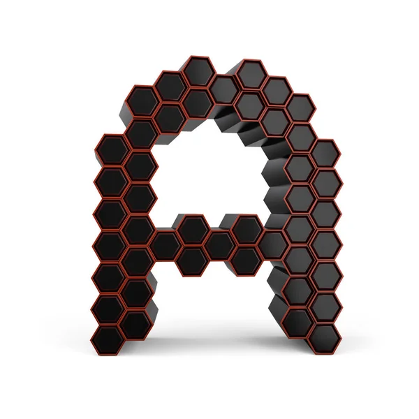 कैपिटल लेटर ए अपरकेस काले चमकदार हनीकॉम फ़ॉन्ट। 3 डी — स्टॉक फ़ोटो, इमेज