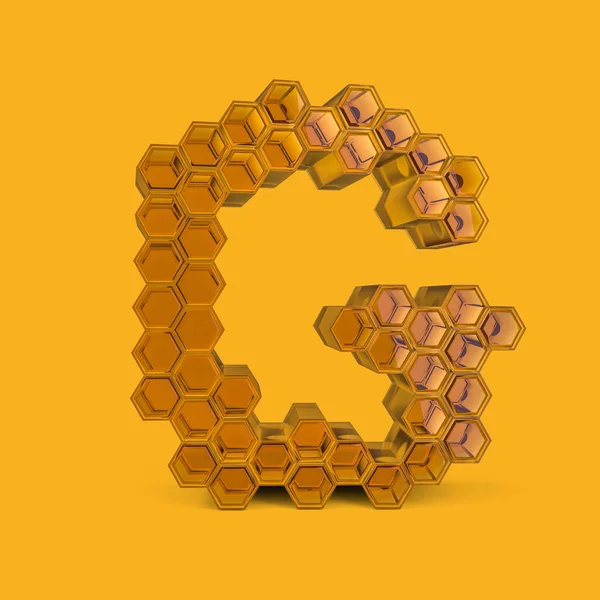 Kapitalbrev G. Uppercase. Honung teckensnitt på en gul bakgrund. — Stockfoto