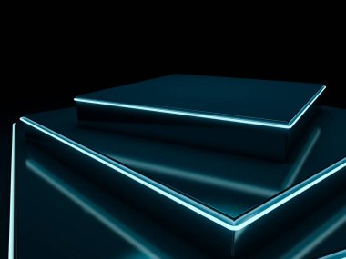 Renkli neon soyut ışıklar. 3d