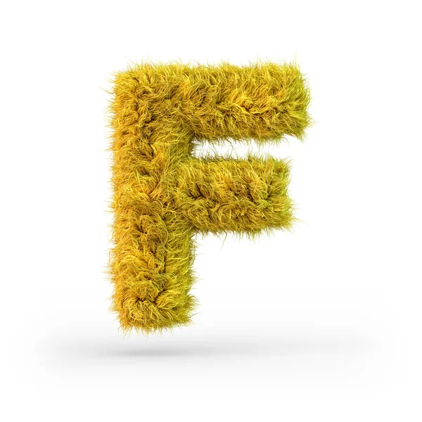 Carta maiúscula F. Uppercase. Amarelo fofo e peludo fonte. 3D — Fotografia de Stock