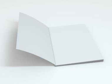 Beyaz arka planda boş bir fotorealistik broşür modeli. 3d