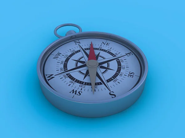 Vintage compass isolated on blue background. 3D — 스톡 사진