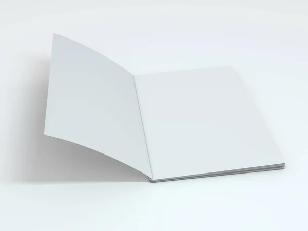 Folleto fotorrealista en blanco maqueta sobre fondo blanco. 3D —  Fotos de Stock