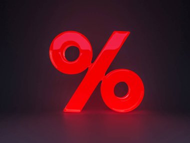 Mevsimlik satışlar koyu arka planda ve yüzde indirimli. 3d